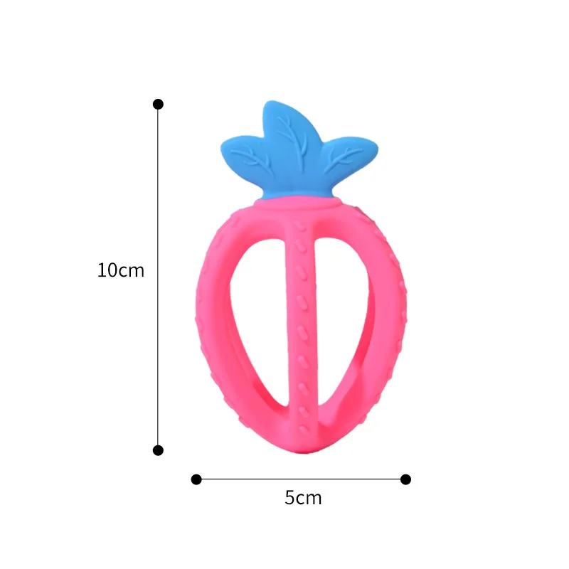 Food Grade Bpa Free Soft Baby Chew Teething Toy Strawberry Shape Baby Teether Toys