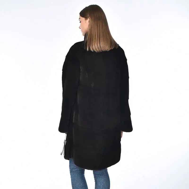 Fashionable Luxury Single-breasted Premium Trim Warm Winter Animal leather puffer coat with fur