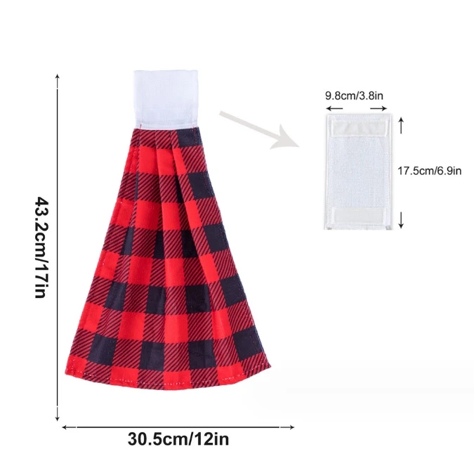 Red Buffalo Plaid Merry Christmas Hanging Kitchen  Hand Towels