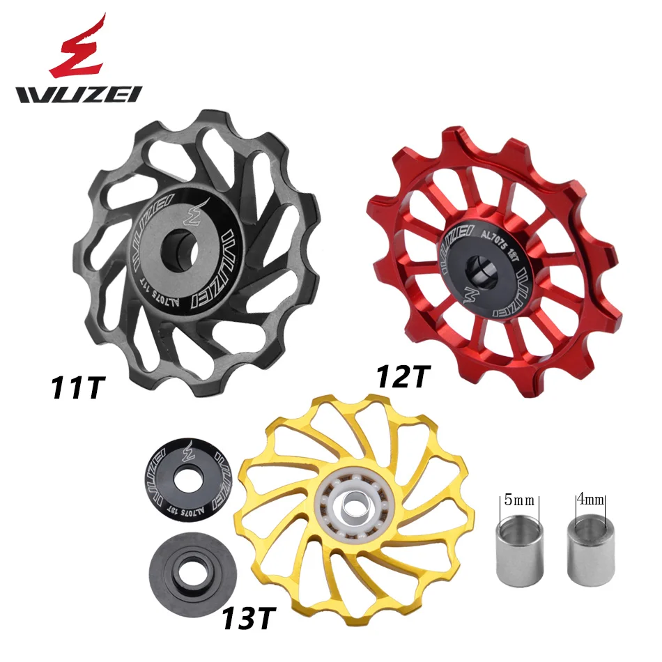 WUZEI MTB Road Bike Ceramic Pulley 7005 Aluminum Alloy Rear Derailleur 12T  Guide wheel Ceramic Bearing Jockey Wheel