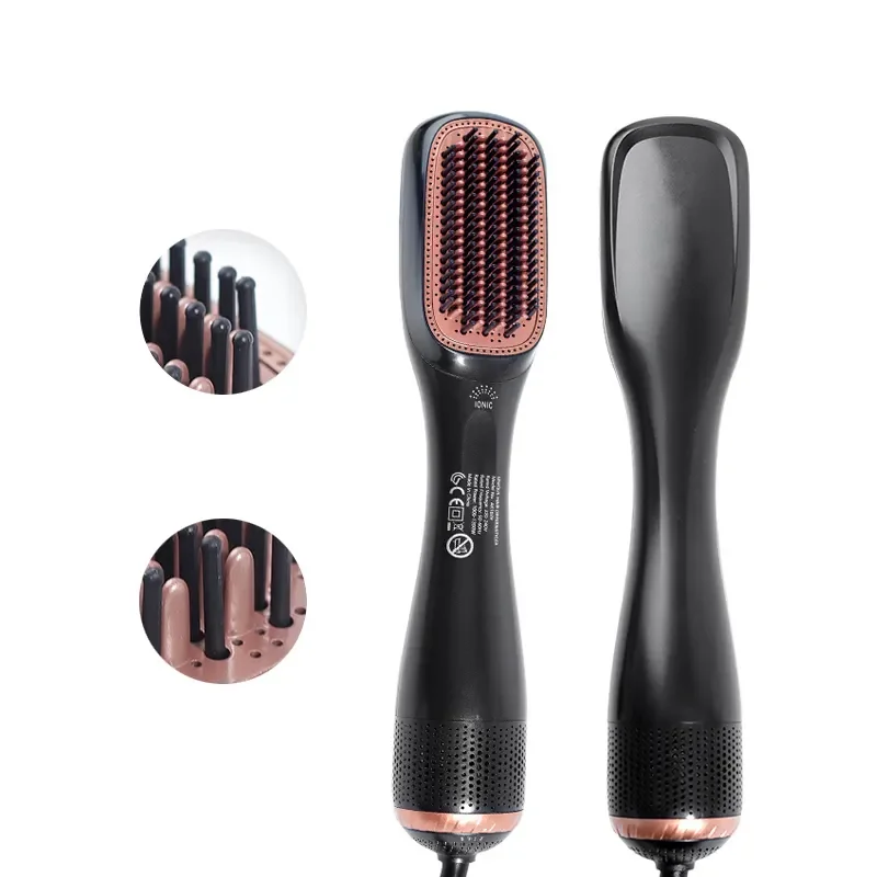 1200w rotating hot air brush ionic styler hair blower brush one step straightener and dryer brushes