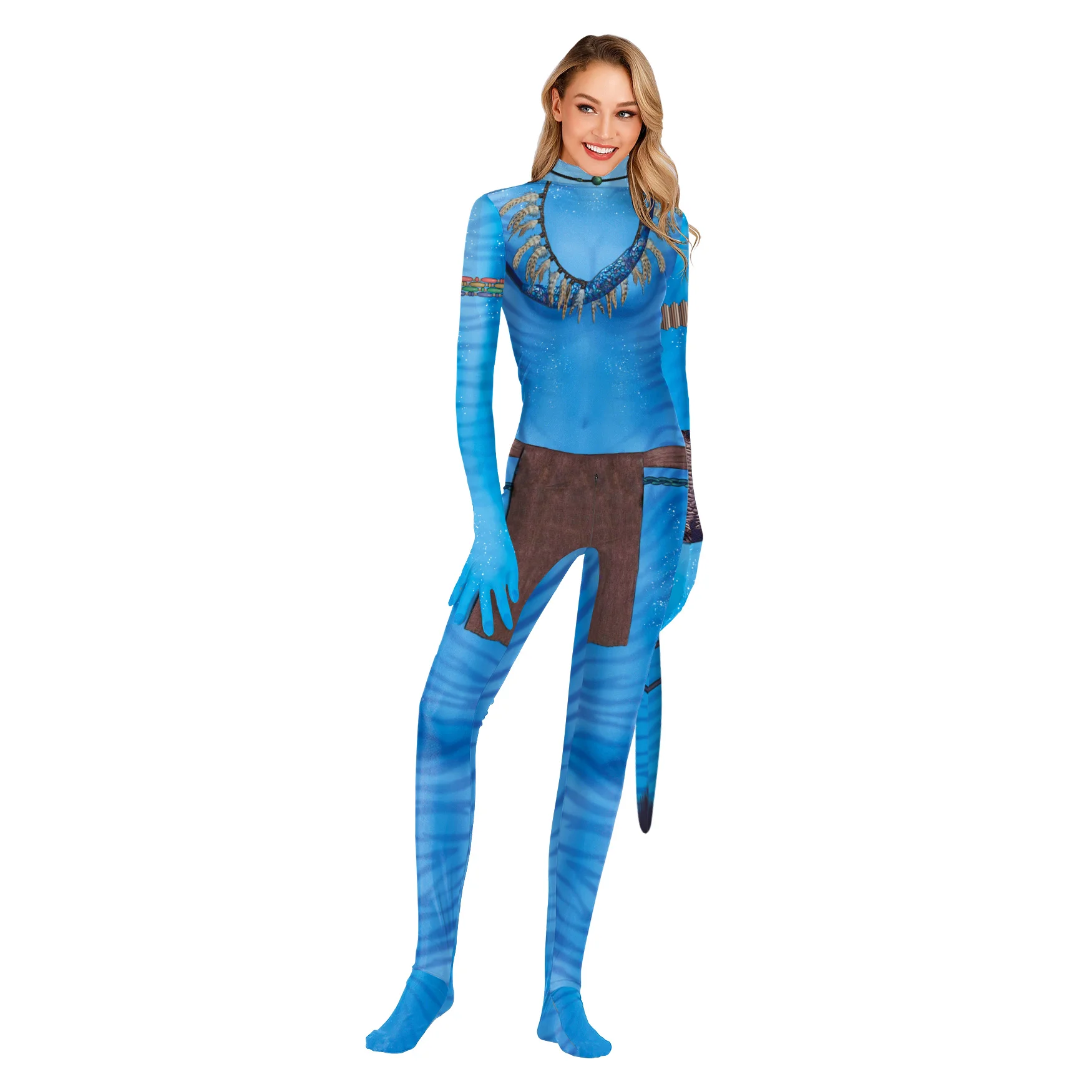NADANBAO Custom 3D Printing Costume Blue Color Movie Character Cosplay Jumpsuit Bodysuit Halloween Costume For Party