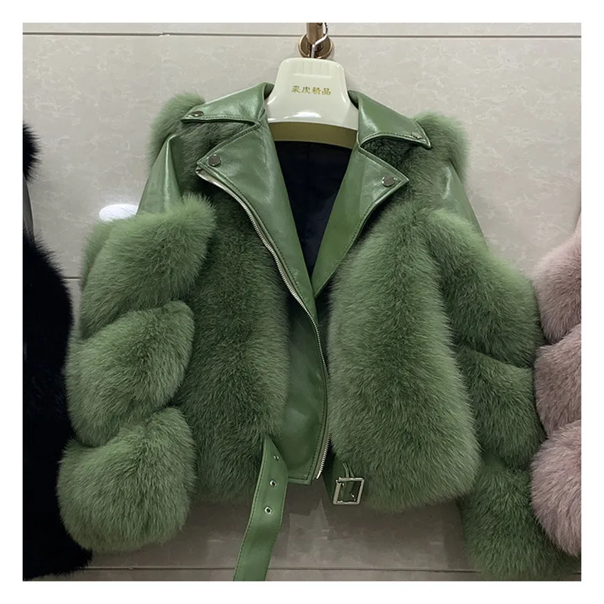 
Winter Trendy Women Fur Outwear Jacket Coat 100% Genuine Real Fox Fur Coats 
