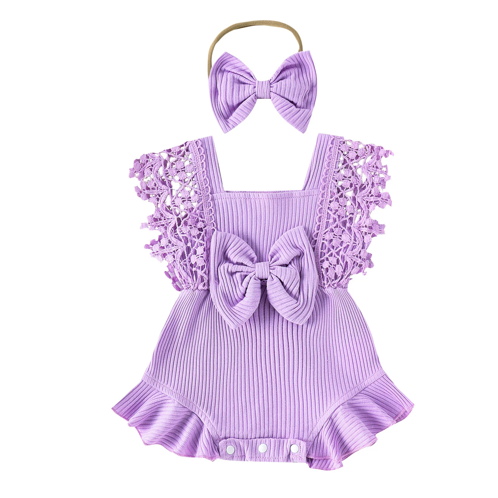 Hot selling 0-18 months 2 pieces set knitted new born baby girl clothes summer