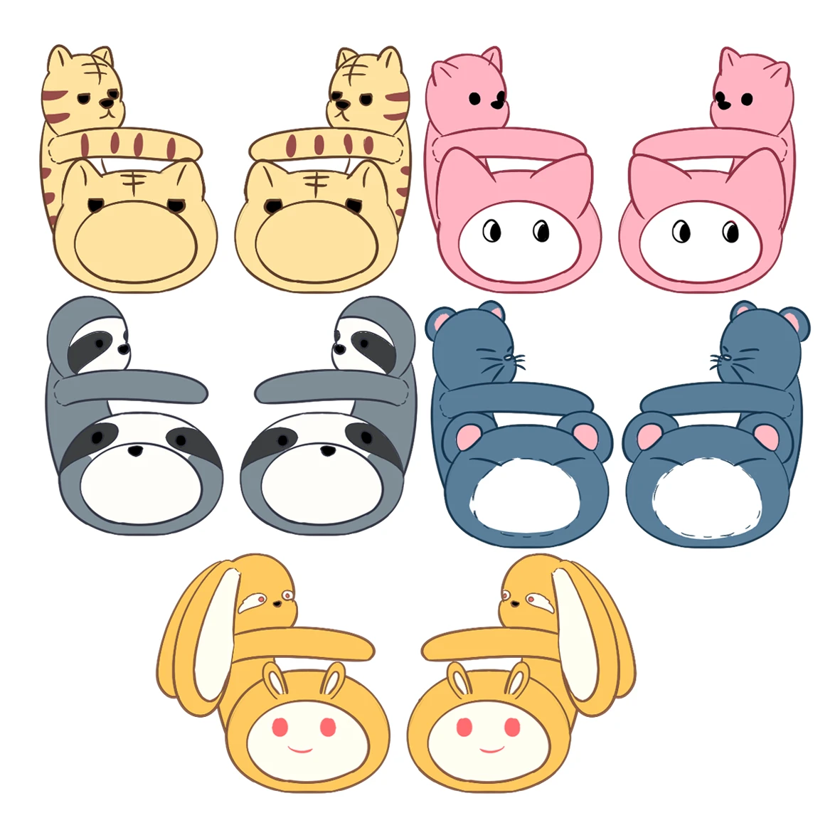 Design Custom winter soft cartoon rat plush home indoor mouse-shaped fur animal print slippers for Unisex