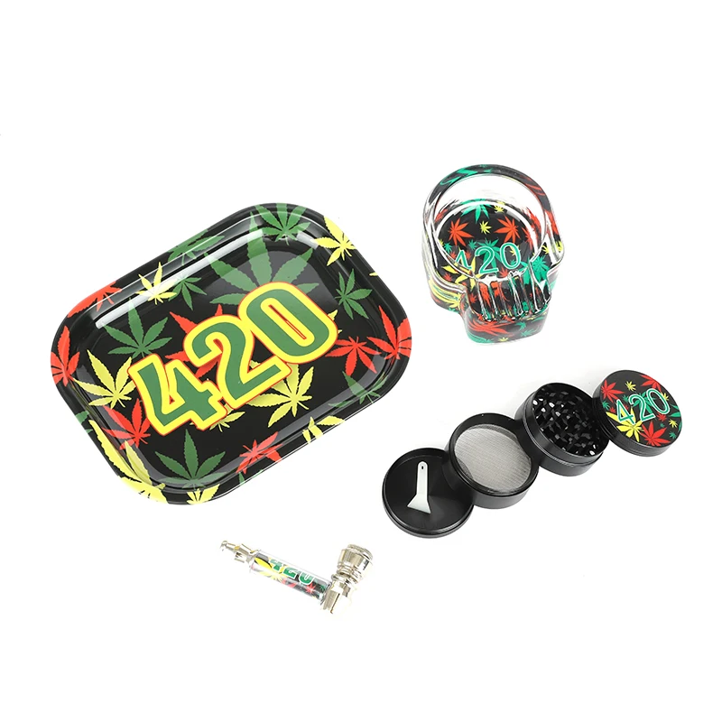 71 праздничный рекламный оптовый набор для курения с логотипом на заказ измельчителем трав курительная трубка подносы футляр легко брать