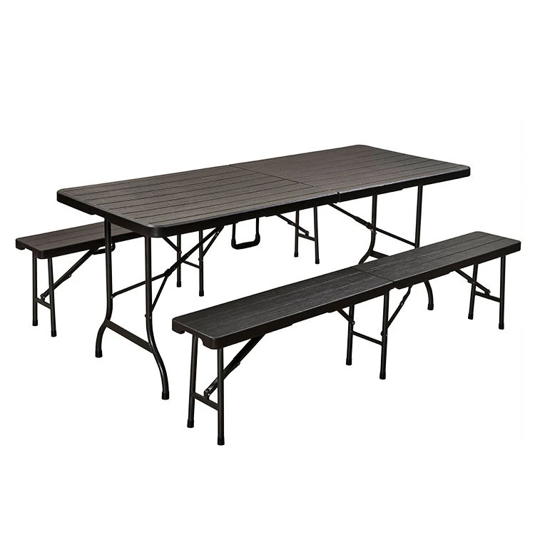 Wholesale HDPE Plastic Design modern portable folding garden table set with bench
