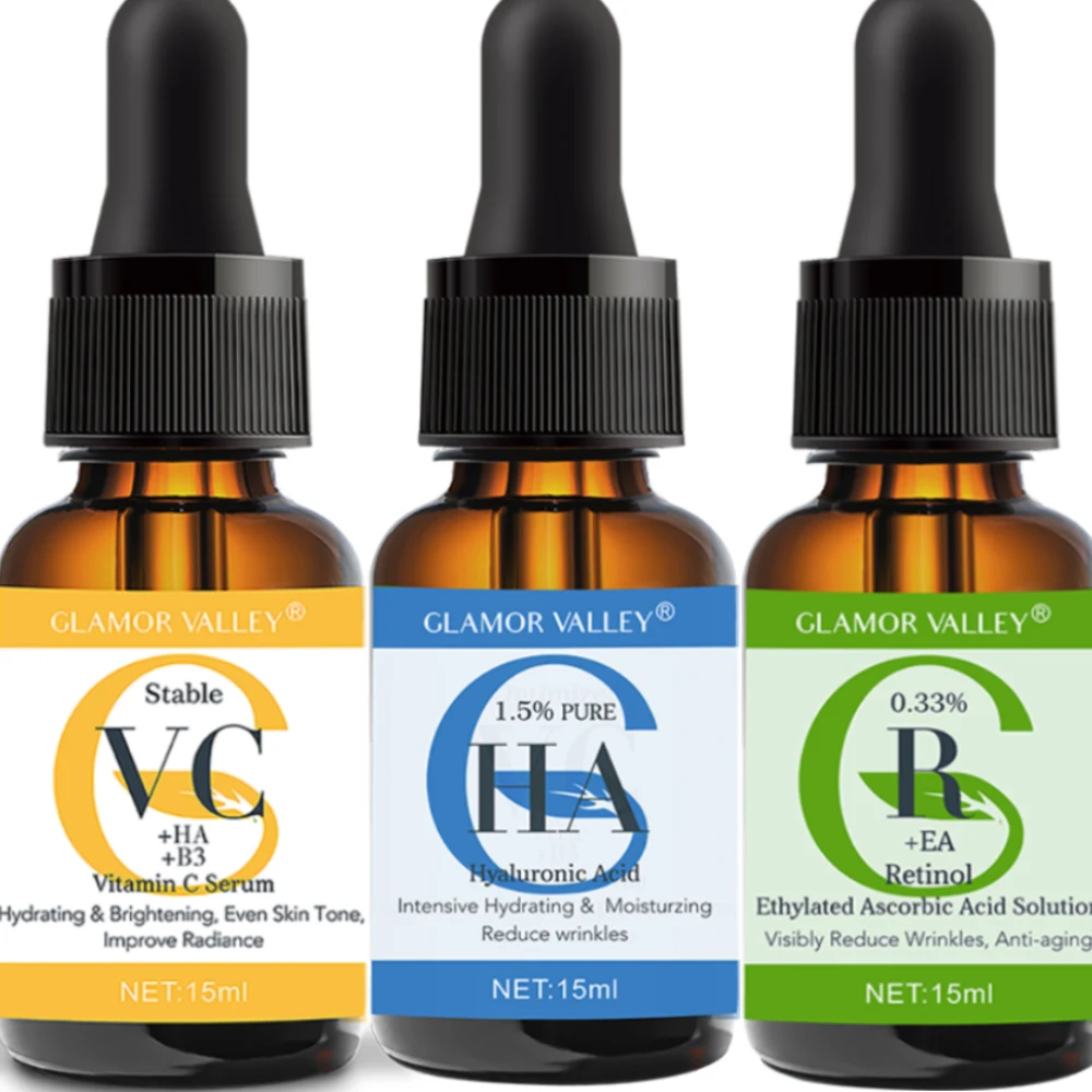 Clean Vegan SKin Care Custom Private Label Facial Skincare Vitamin C Serum for Face Pure Hyaluronic Acid Serum  Retinol Serum