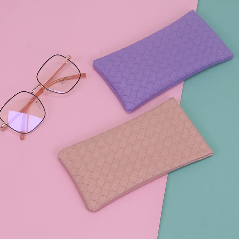 New Case Pouch Leather Eyeglasses Faux Suede Eyeglasees Packaging Bag With Flap Pouches For Sunglasses