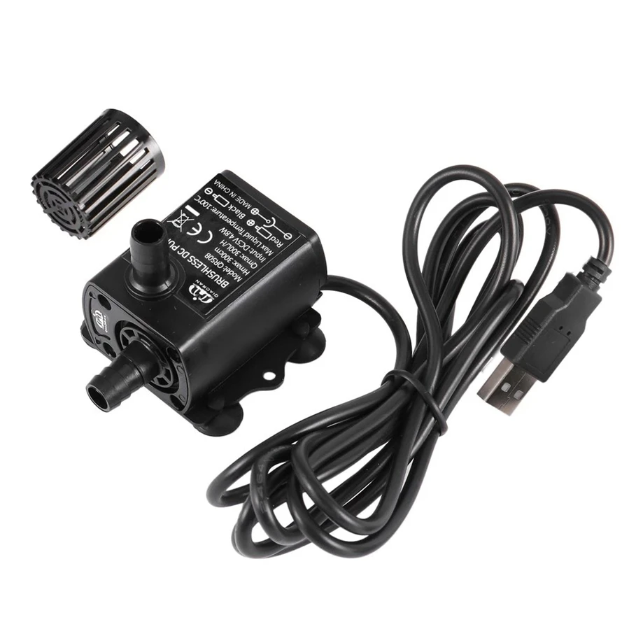 Ultra-quiet Mini Brushless DC/USB Water Pump 5/12V 5-10W 250-400L/H Lift 300cm Submersible Fountain Aquarium Circulating