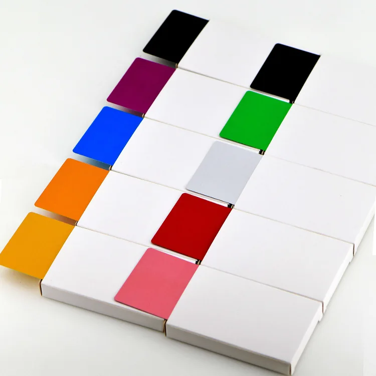 Multicolor Custom Design Logo 86*54*0.45mm Number Laser UV Printing Aluminum Business Card Metal blank 3d Business Card Blank