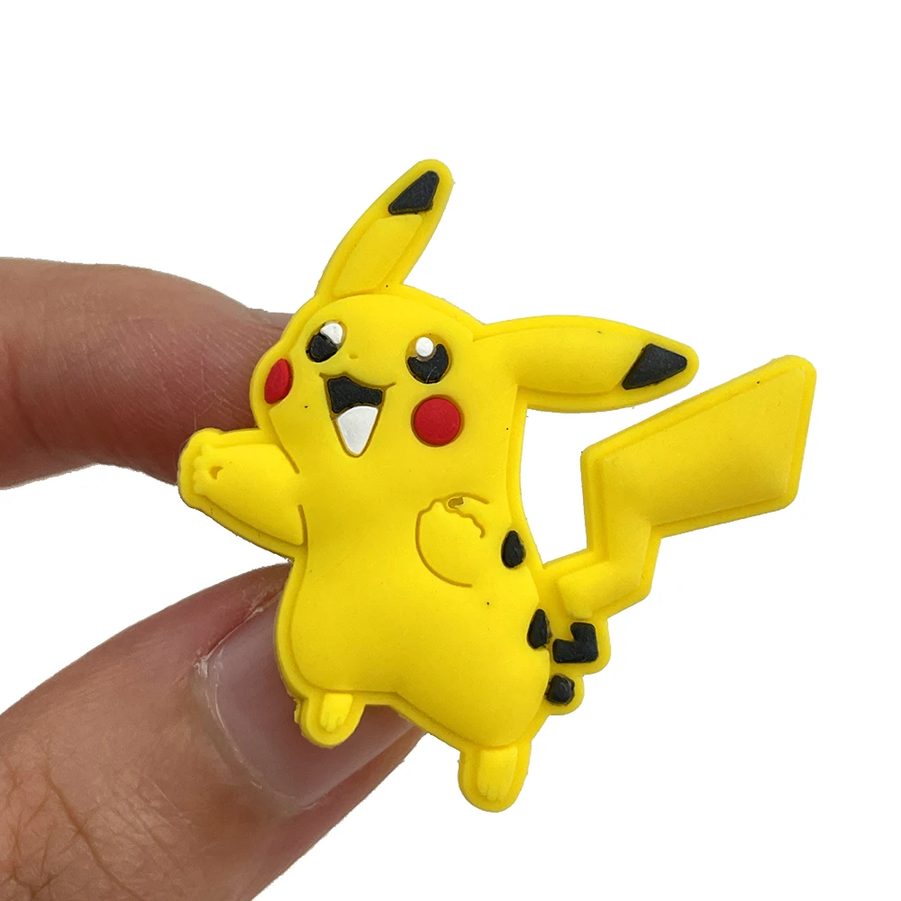 1Pcs PVC Shoe Buckle Accessories Pikachu DIY Cartoon Animals Shoes Decoration For Kids Shoes Charms Kids Party Gift