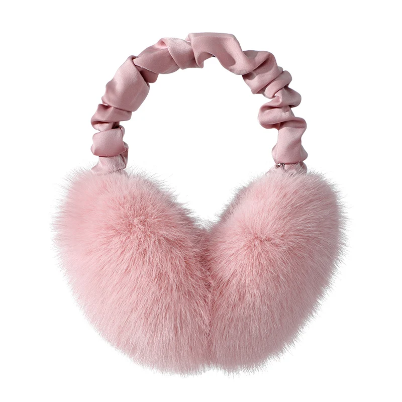 Fancy girls folding fluffy fur earmuffs thermal winter women ear muffs