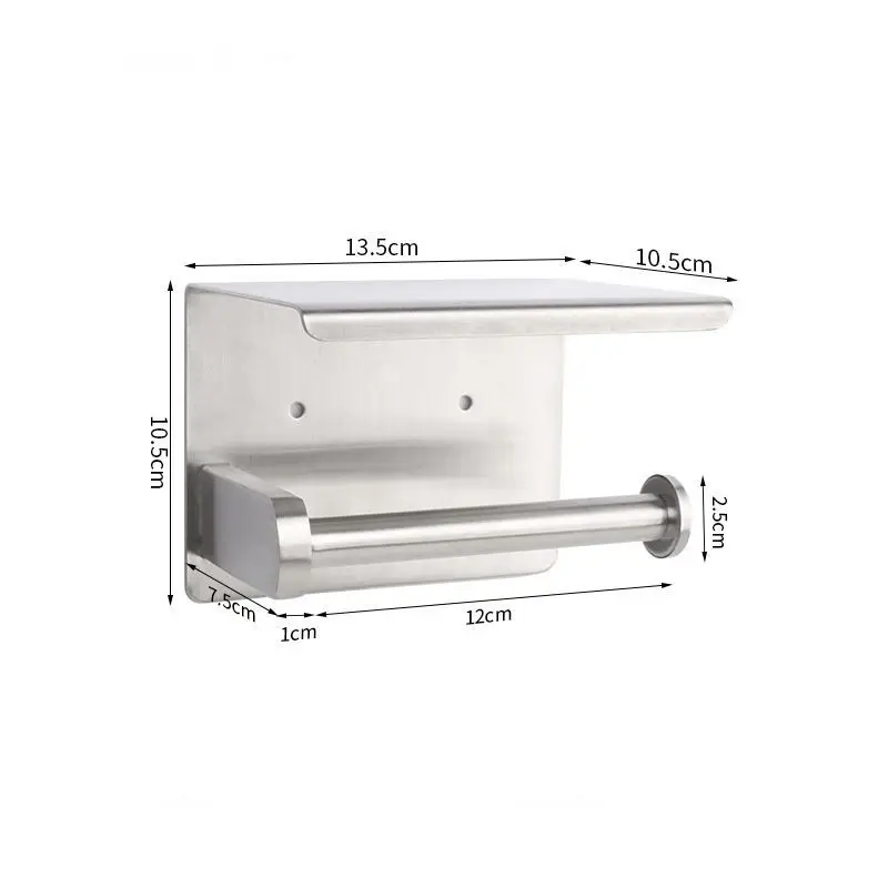 Mobile Phone Bathroom Hand Towel Box Stainless Steel Silver Tissue Toilet Roll Paper Holder
