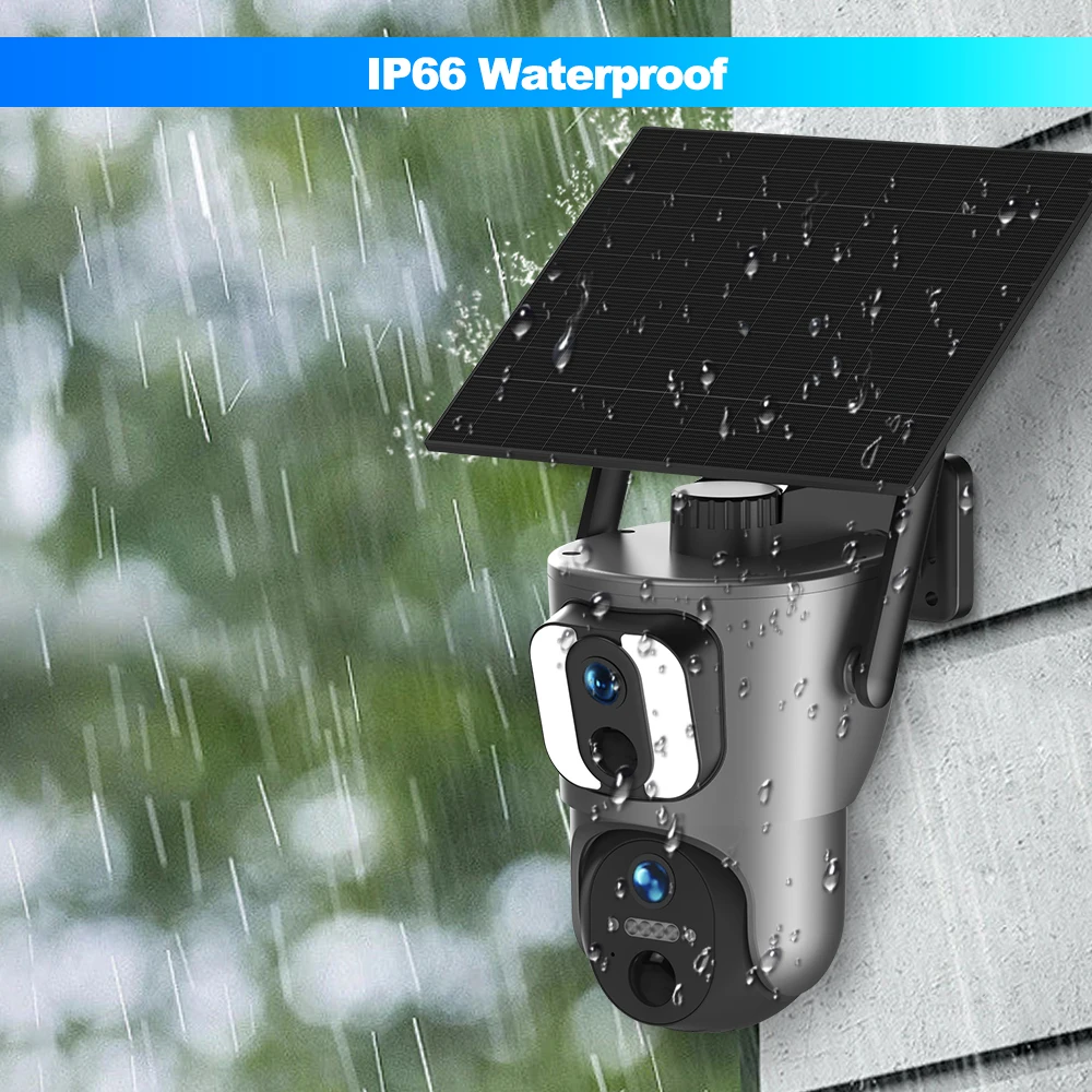 2K Ubox JP 4G LTE Cellular Siren Alarm Motion Detection IR Night Vision 15000mAh 6W Solar Dual Lens PTZ Surveillance PTZ Camera