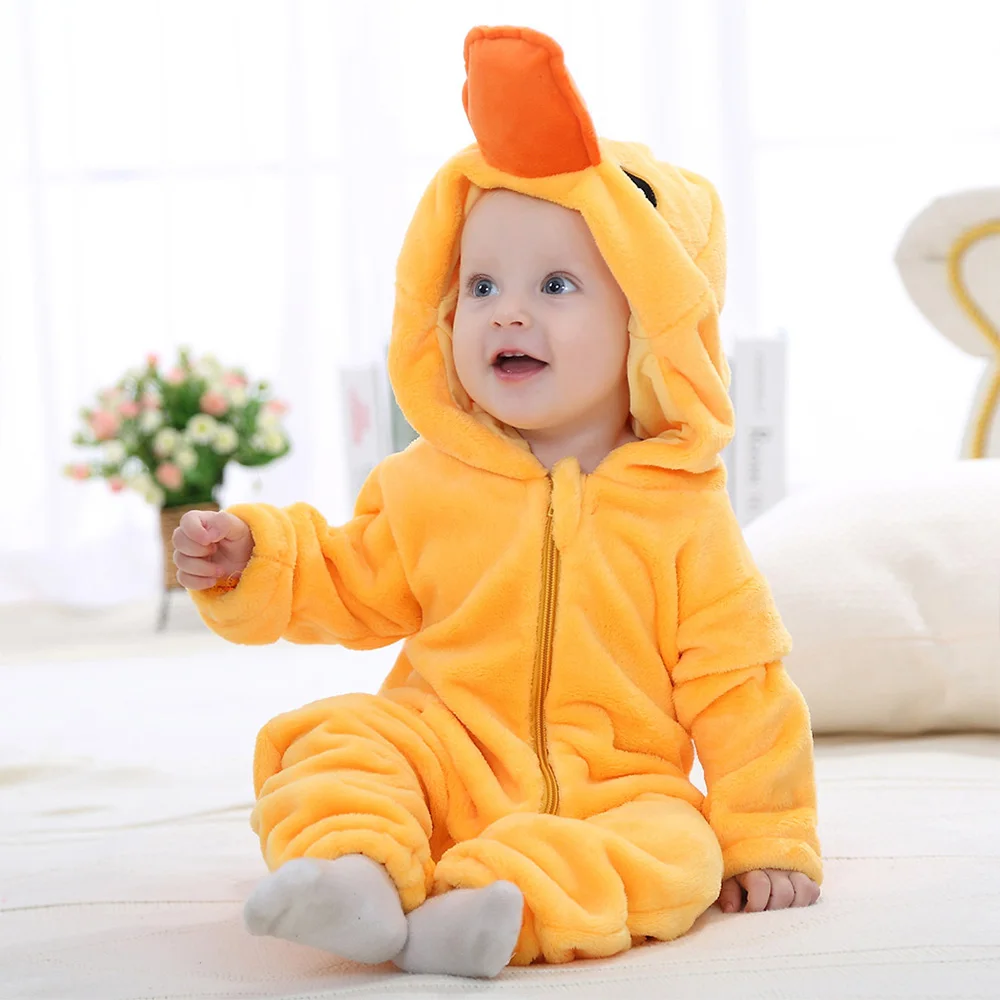 Wholesale Bear Jumpsuits Infant Girls Boys Cosplay Costumes Winter Animal Newborn Baby Rompers With Front Zipper
