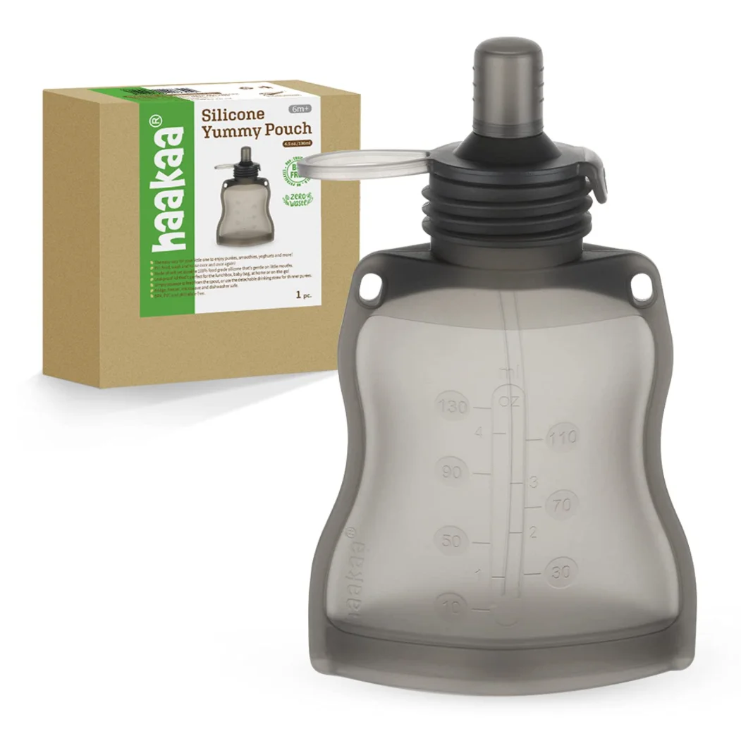 Folding Yummy Pouch Reusable Food Pouches Silicone Breast milk Storage Bag Leak-Proof Portable