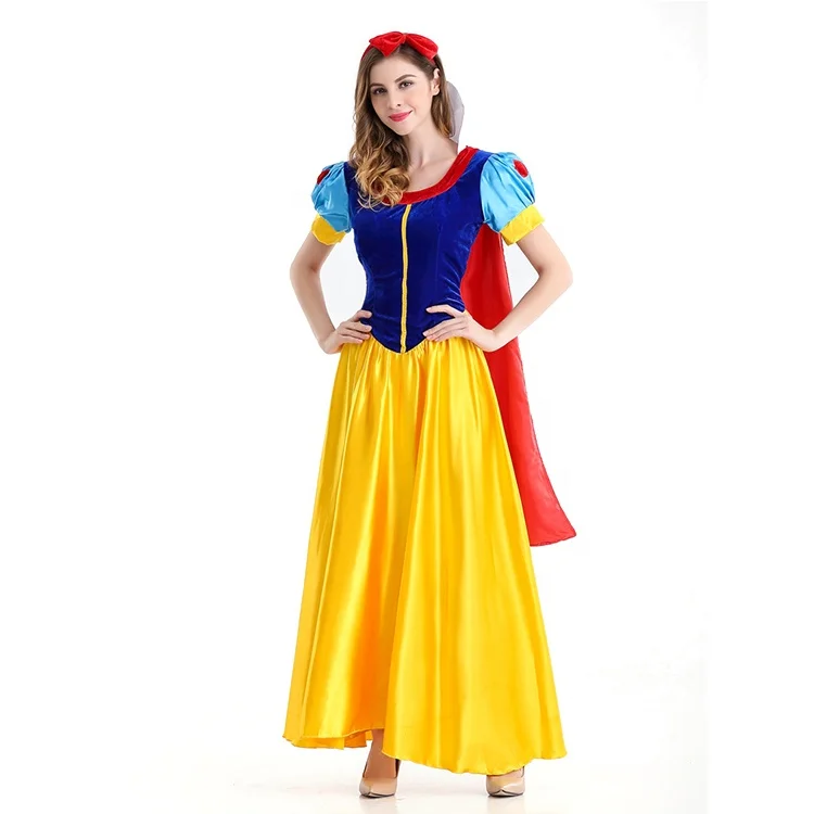 Women Snow White Princess Dress with Headband Role Cosplay  Costume Set for Costume Party Clothing