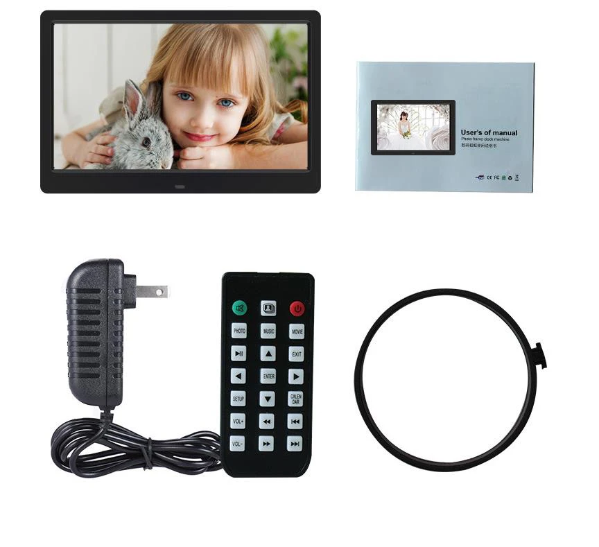 1280X800P Video Music Loop SD Card Slot Remote Control Digital Photo Frame 14.1 Inch