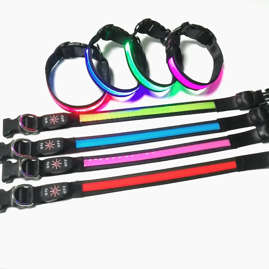 LED Light Nylon Webbing Wholesale Custom Pets Accessories Dog Collar Led Collares