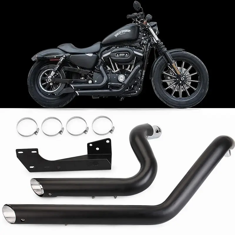 Motorcycle Black Exhaust Shortshots Shots Mufflers Pipes For Harley Sportster Iron 883 1200 XL 2004-2018