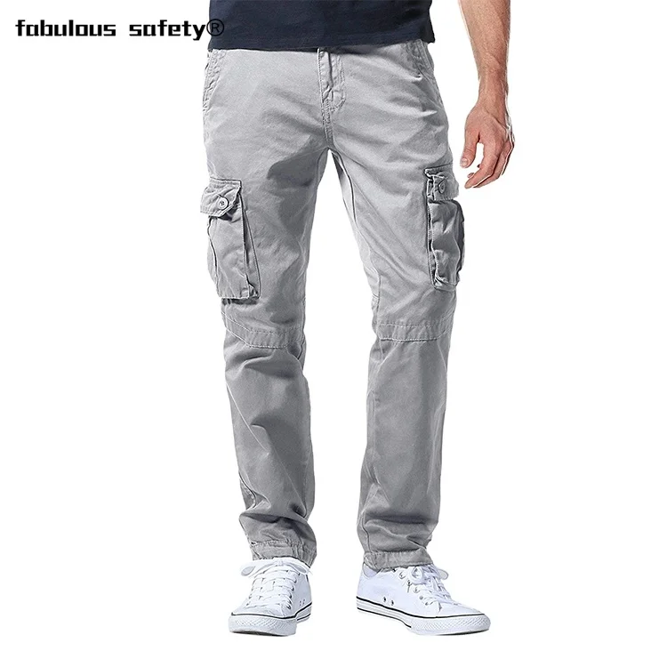Уличные модные серые брюки-карго с несколькими карманами для мужчин