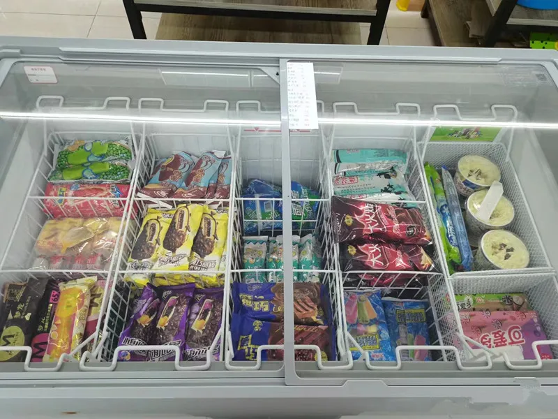 Good quality store supermarket ice cream freezer refrigerator commercial deep freezer display glass door deep freezer