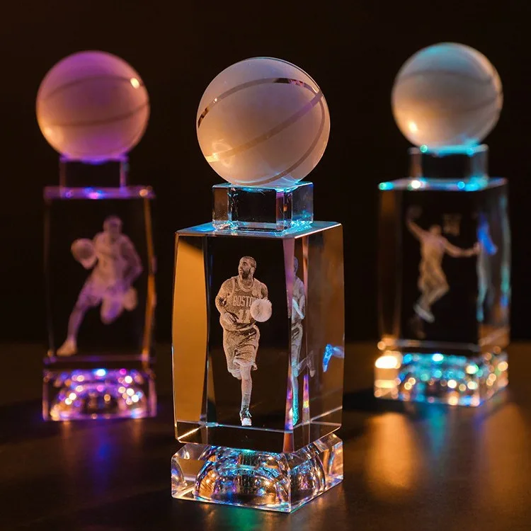 QIURAN NBA хрустальная лампа K9 со стеклянным шаром ночник Kobe & Iverson Cube светящейся основой лазерный принт подарок на день рождения
