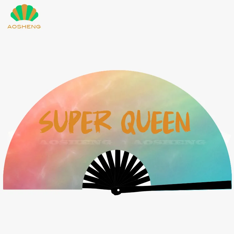 AOSHENG custom fan peacock mix color for party quality hand fans lash hand fan