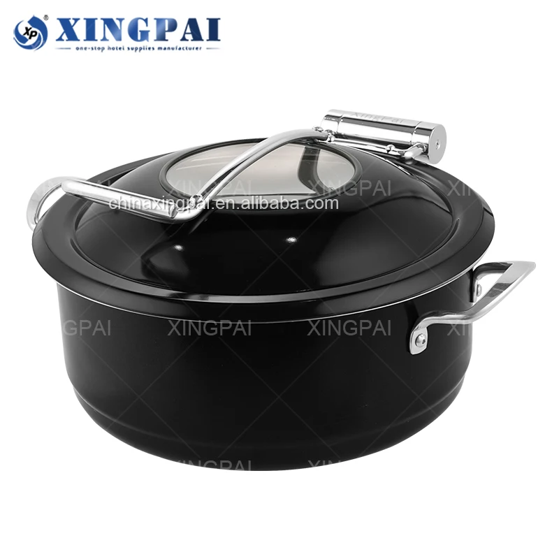 XINGPAI catering equipment black color chafing dish round chafing dish pour buffet stainless steel chaffing dish