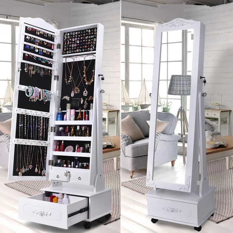 Bedroom Furniture New Design Full Length Jewelry Cabinet with Mirror High Quality Wooden Home Furniture Customized Logo Modern