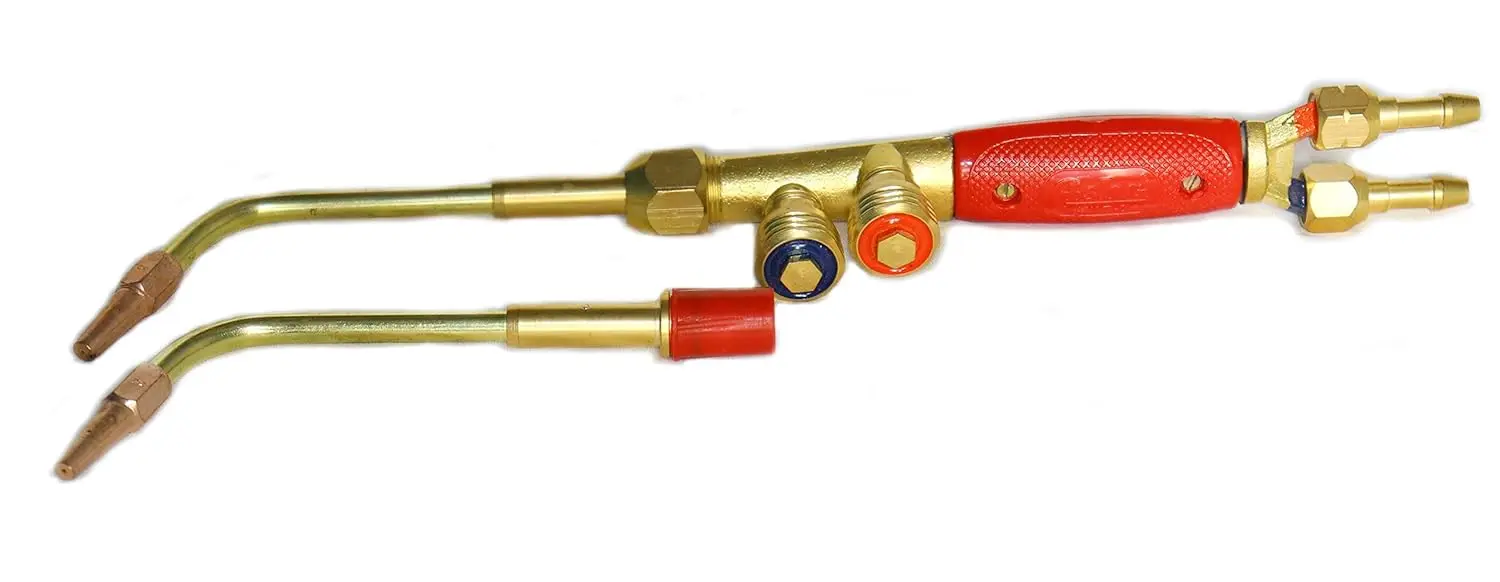 Gas Welding Torch Blow Pipe 2 inlets for LPG Gas and Oxygen Suitable for Heating and Welding Metals Iron Aluminum and Copper