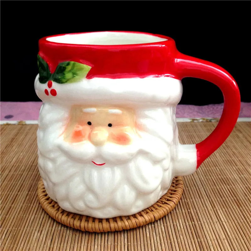 Christmas Decorations Creative Art Coffee Tea Cup 3d Santa Claus Ceramic Mugs
