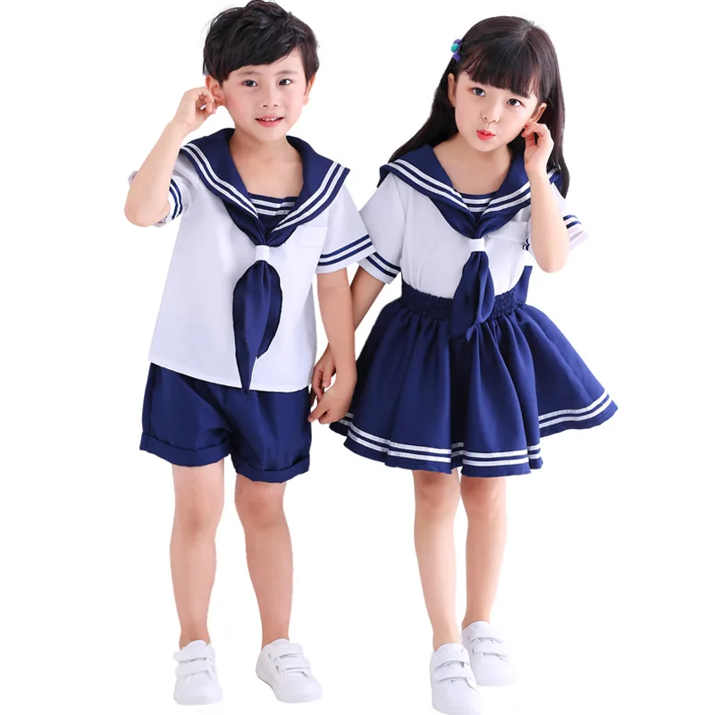 Children Naval Costumes Stage Halloween Navy Party Suit Pleated Skirt Costumes For Girls Boys