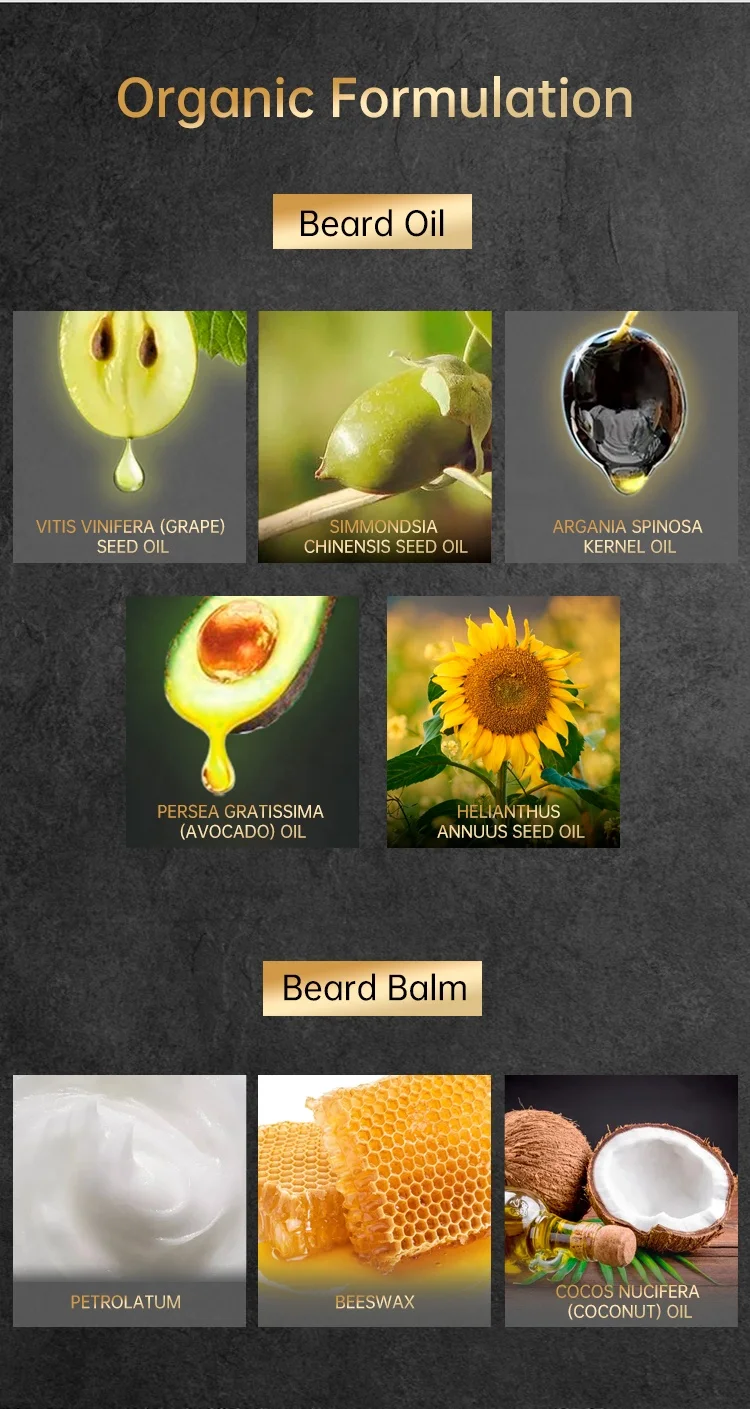 Natural Beard Care Oil Set 100% Natural Private Label 3pcs Beard Derma Roller Beard Growth Oil Kit