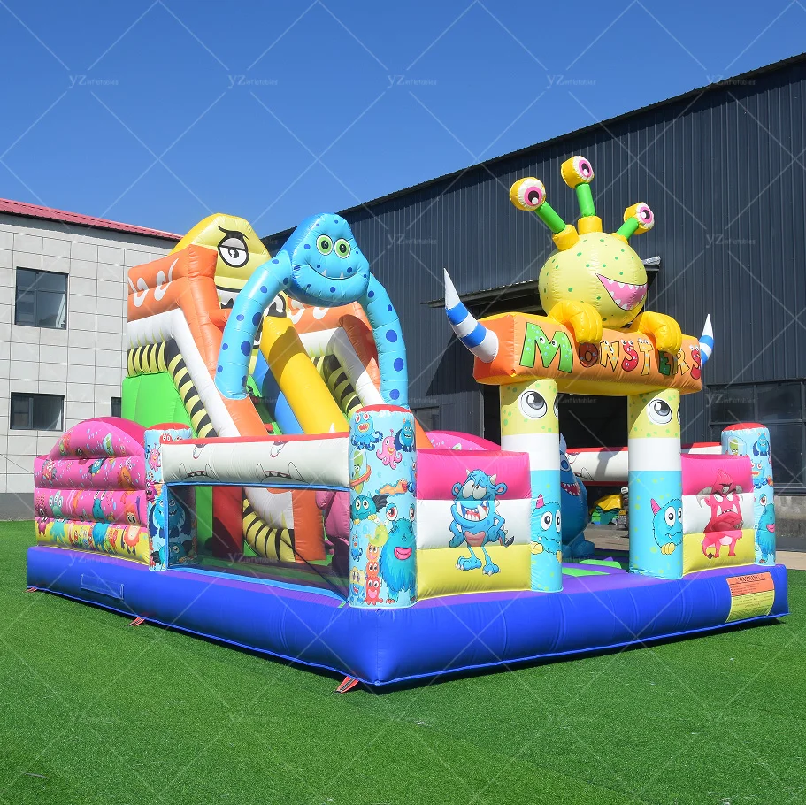 Giant Monster Themed Inflatable Slide for Kids - Perfect Backyard Adventure and Fun Playtime Experience!