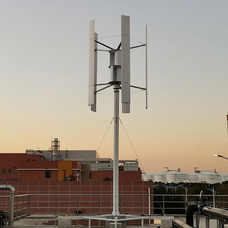 Vertical Wind Turbine Three Phase AC Permanent Magnet Generator or Permanent Magnet Suspension Generator H Model 3KW 5pcs Blades