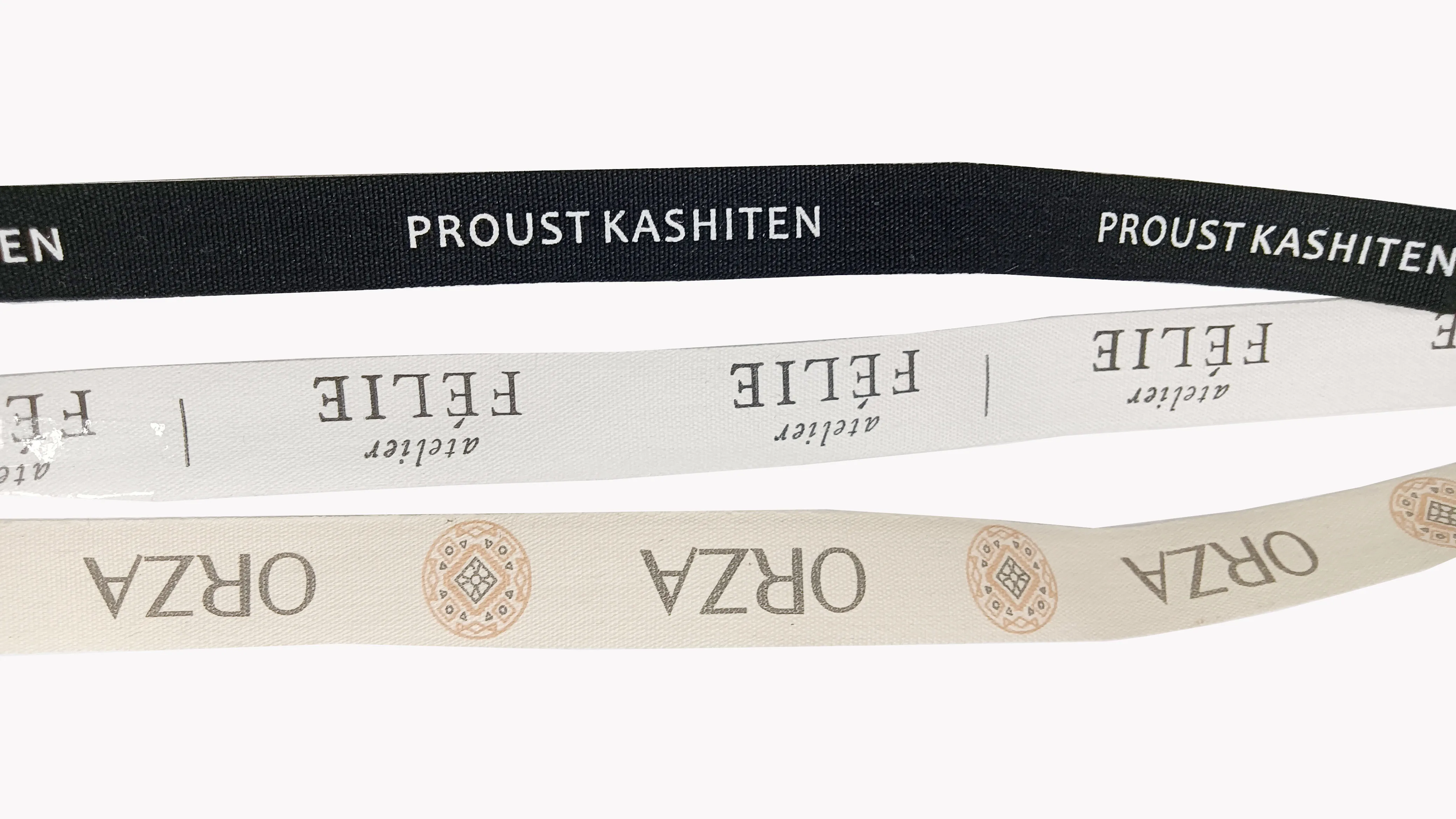 Eco-Friendly Custom Printed  Organic Cotton Ribbon with  Logo Gift Herringbone Pattern Cotton Tape