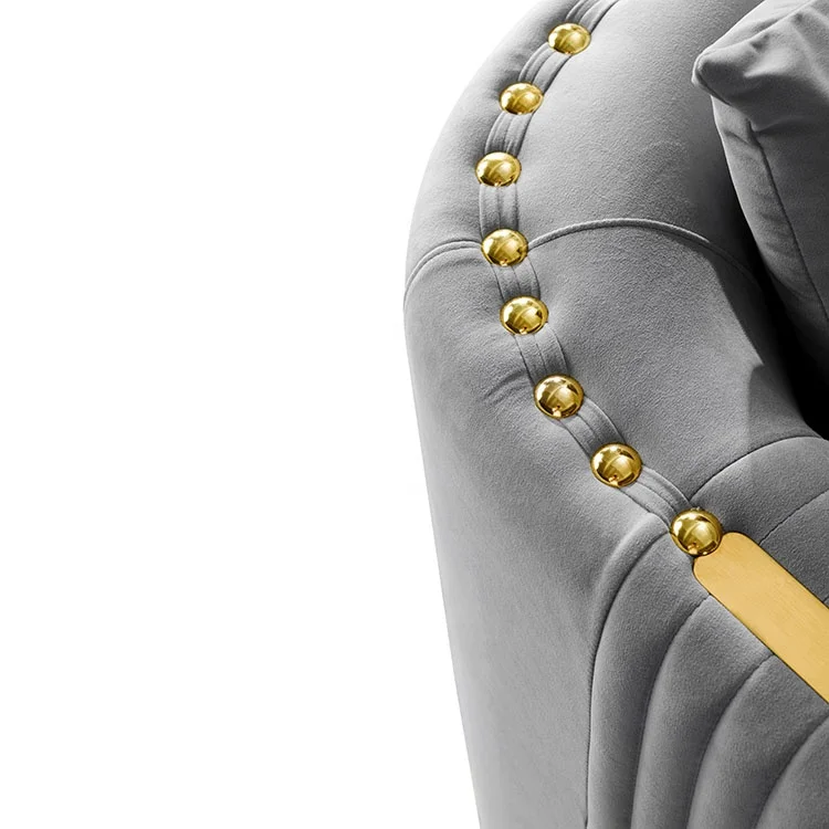 
Modern Furnitures Living Room Gold Stainless Steel Legs Luxury Italian Sofas 