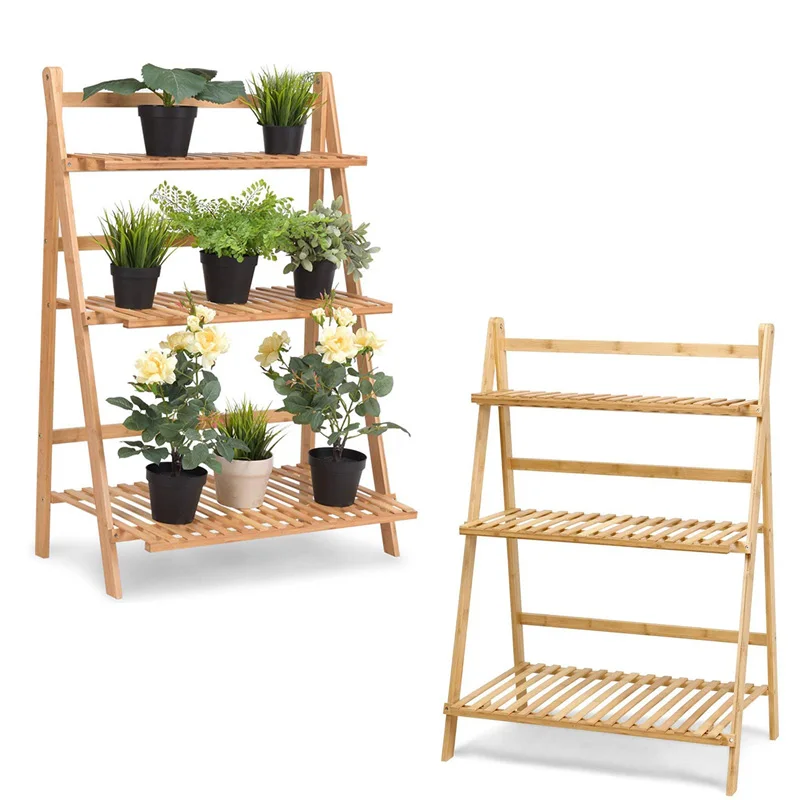 multi tiers bamboo flower pot shelf for plant stand rack organizer display pergola