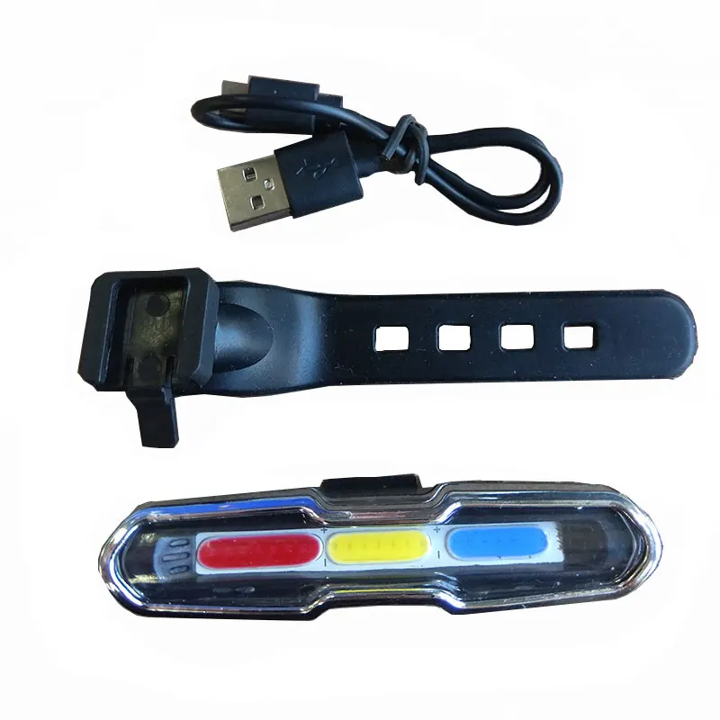 Велосипедный задний фонарь с USB-зарядкой трехцветный предупреждающий для ночной езды на велосипеде оснащен вспышкой