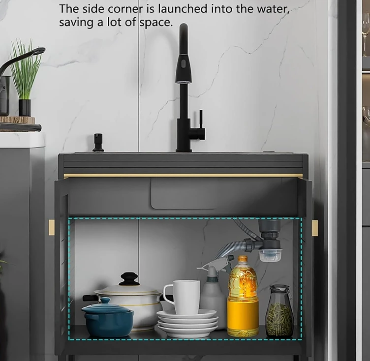 New Model Stainless Steel Cabinet Commercial Industrial Sink Washing Handmade Basin for Laundry Room