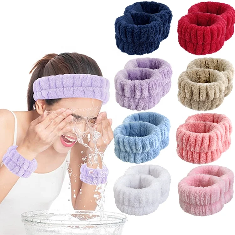 Эластичный тканевый браслет для мытья лица впитывающий набор чистки спа и повязки на голову с логотипом