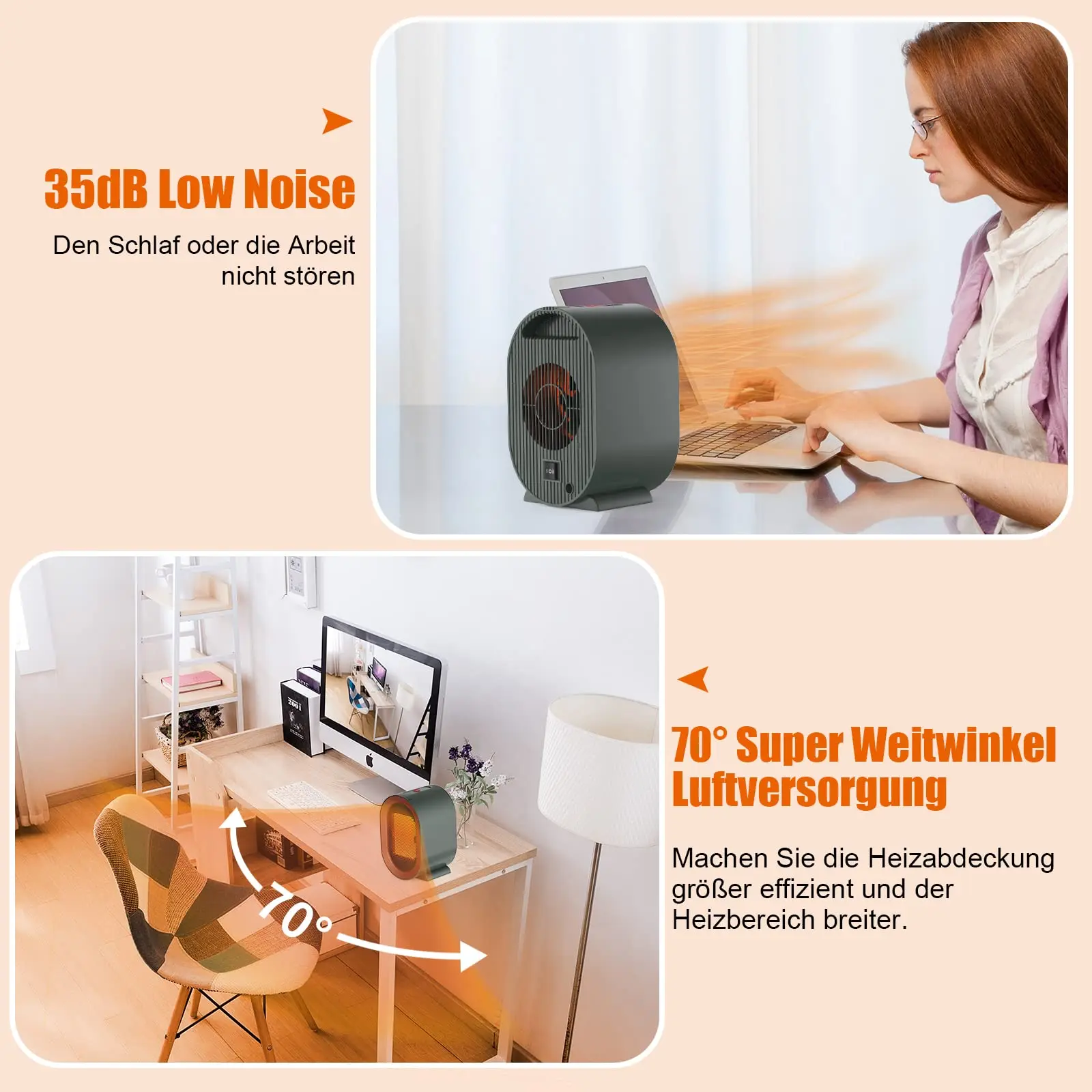 Maist 2-speed Portable 1200W PTC Ceramic Heat Mini Low-noise Portable Electric Fan Heaters Household Space Heaters