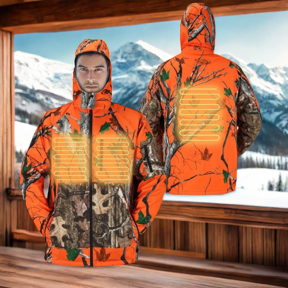 Winter outwear camouflage windbreaker rechargeable battery heated winter jacket USB Heated Clothing hunting for men women