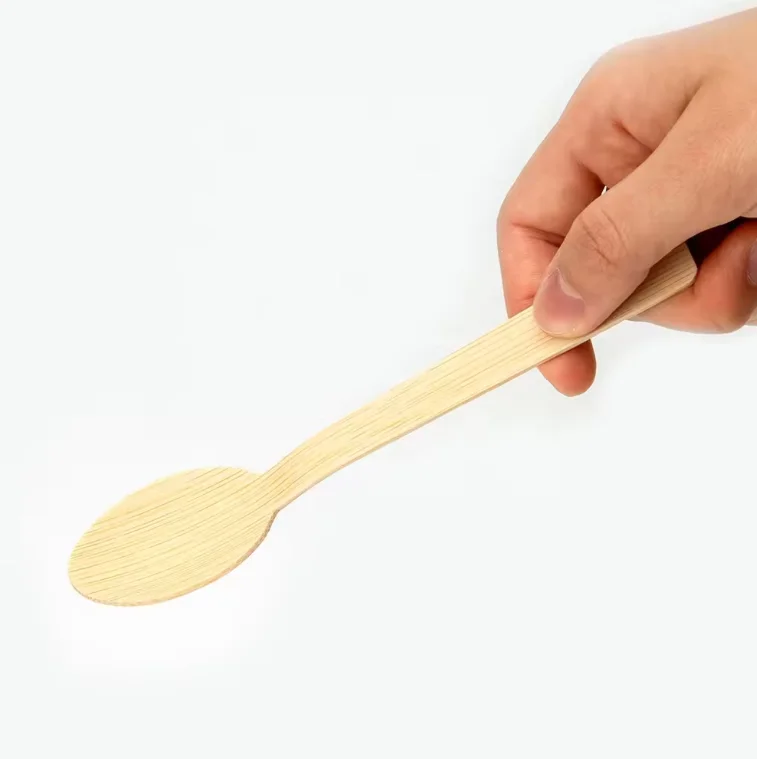 100% Biodegradable Compostable Utensils Set Fork Knife Small Mini Cutlery Set Bamboo Serving Soup Spoon