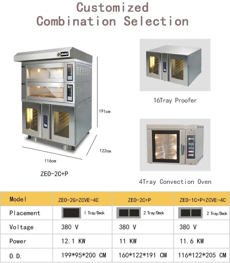 
Oven Manufacturer Industrial bread 2 deck 4 tray and 12 tray proofer bakery machine proofer deck combination oven 