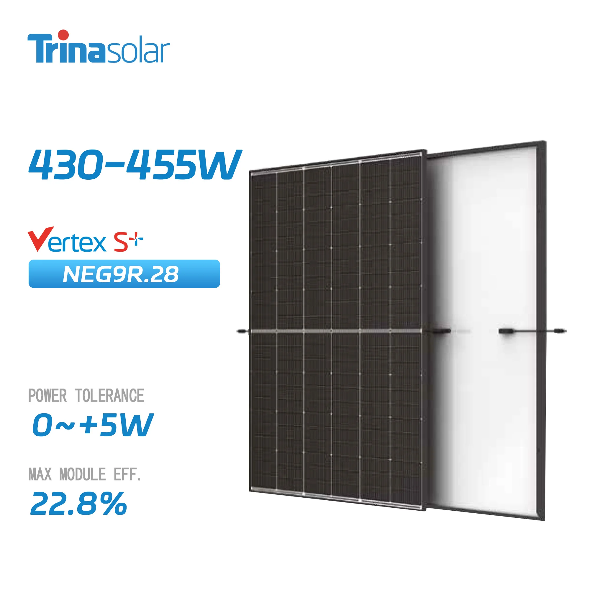 Trina VertexS+ 435W solar panel TSM-NEG9R.28 DUAL GLASS N type i-TOPCon  MODULE with Can be packed and inspected at the factory