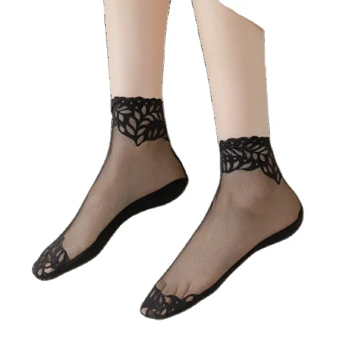 Sexy Lace Mesh Fishnet Socks Mixed Fiber Transparent Stretch Elasticity Ankle Net Yarn Thin Women Cool Socks