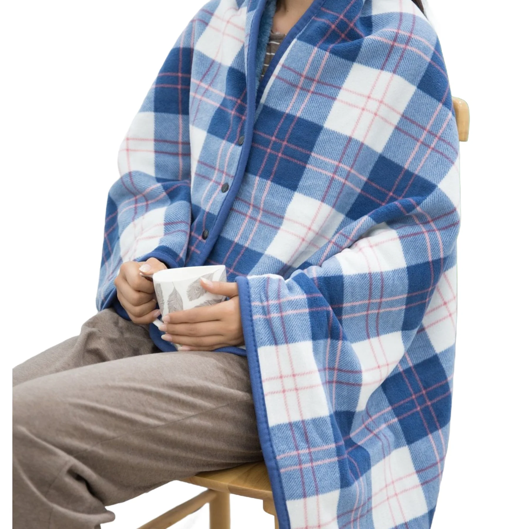 Wholesale Manta De Polar Plaid Polar Fleece With Coral Fleece Promotional Gift Wearable Poncho Blanket Knee Blankets